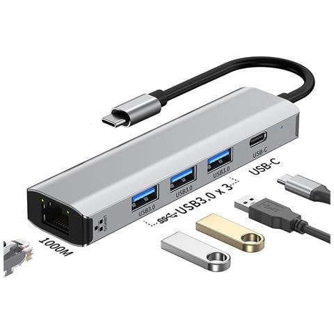 Docking Station 5-in-1 Gigabit Con Ethernet, Hub Usb 3.0 - Foto 1