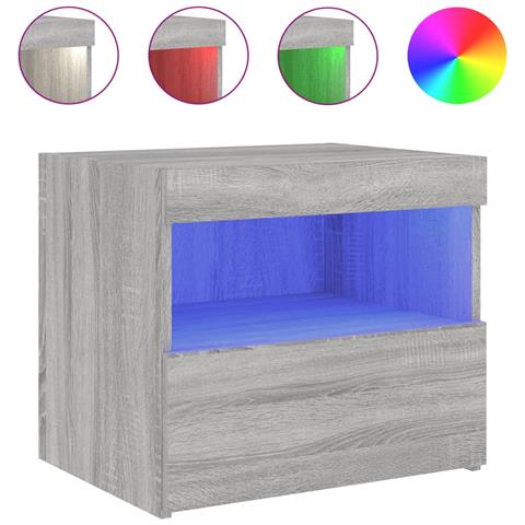 Comodino Con Luci Led Grigio Sonoma 50x40x45 Cm - Foto 2