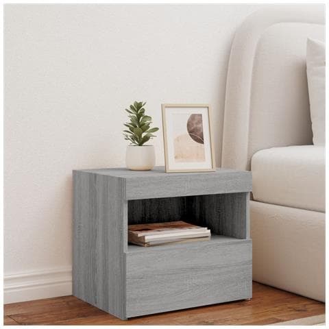 Comodino Con Luci Led Grigio Sonoma 50x40x45 Cm - Foto 3