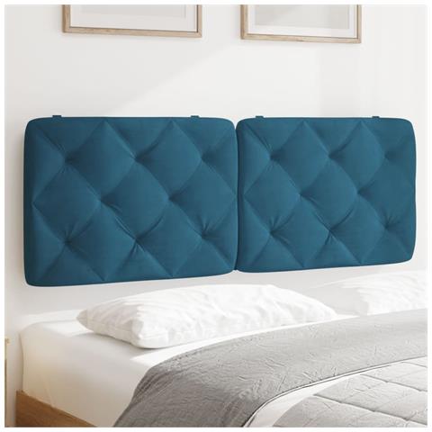 Cuscino Testiera Blu 120 Cm In Velluto - Foto 1