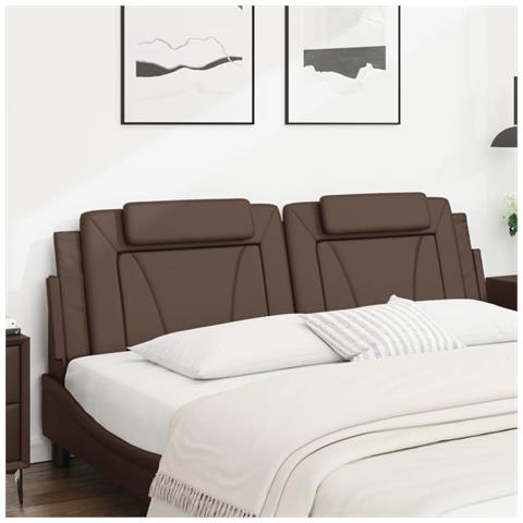 Cuscino Testiera Marrone 180 Cm In Similpelle - Foto 3