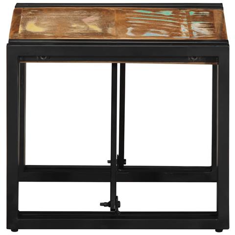 Tavolino Salotto Multicolore 40x40x35cm Legno Massello Recupero - Foto 3