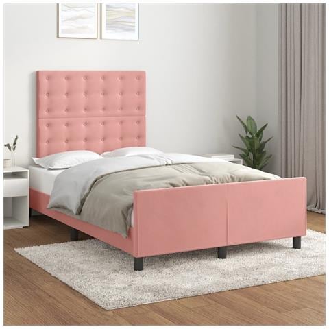 Giroletto Senza Materasso Rosa 120x190 Cm Velluto - Foto 1