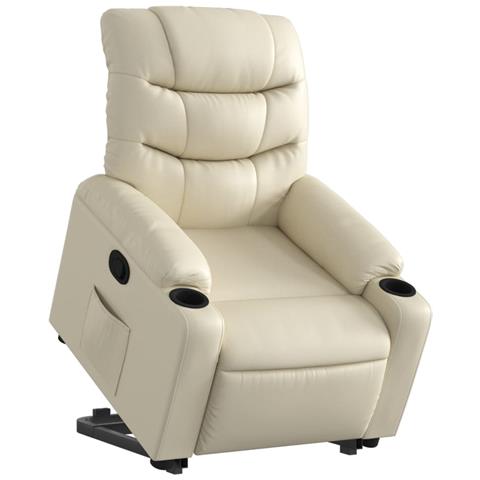 Poltrona Alzapersona Reclinabile Crema In Similpelle - Foto 3
