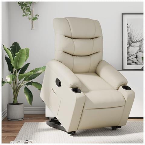 Poltrona Alzapersona Reclinabile Crema In Similpelle - Foto 1