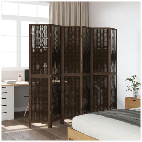 Divisorio Ambienti 6 Pannelli Marrone Scuro Massello Paulownia - Foto 3