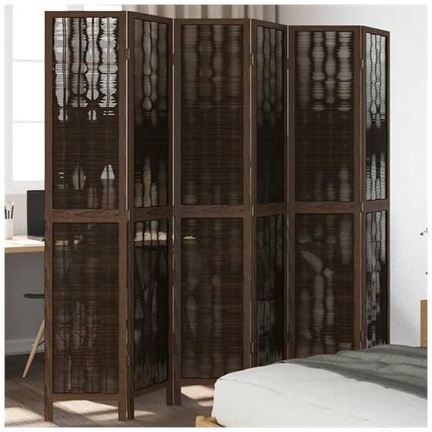 Divisorio Ambienti 6 Pannelli Marrone Scuro Massello Paulownia - Foto 1