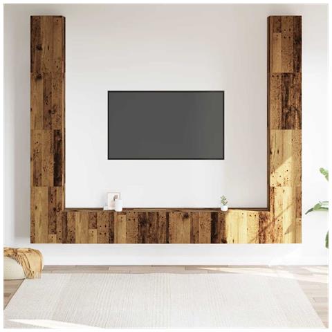 Mobili Tv A Parete 6 Pz Legno Vecchio Legno Multistrato - Foto 3