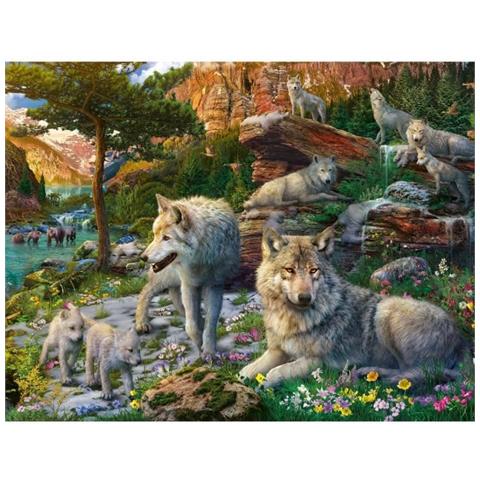 Puzzle Da 1500 Pezzi ""lupi In Primavera"", Per Adulti E Bambini Dai 14 Anni In Su, Qualità Premium, 80x60 Cm, 12000719, - Foto 1