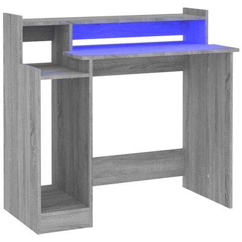 Scrivania Con Luci Led Grigio Sonoma 97x45x90 Cm In Multistrato - Foto 1