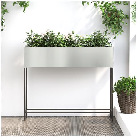 Fioriera alzata 100x26x82 cm Acciaio Zincato - Foto 2