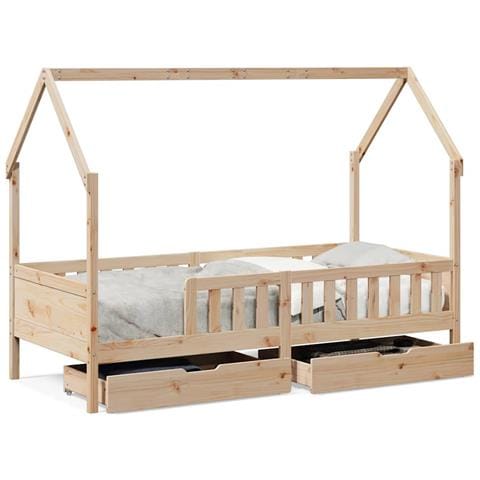 Giroletto per Bambini con Cassetti 90x190cm Legno Massello Pino - Foto 1