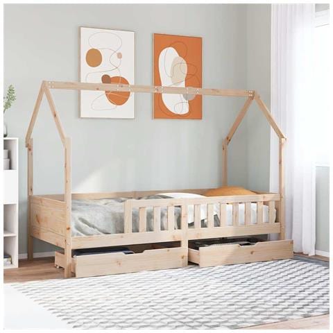 Giroletto per Bambini con Cassetti 90x190cm Legno Massello Pino - Foto 2