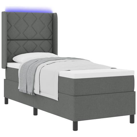 letto con rete a doghe e materasso LED grigio scuro 90x190 cm in tessuto - Foto 1
