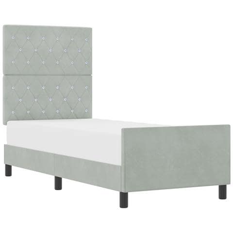 Struttura Letto in Velluto Grigio Chiaro 80x200 cm - Foto 1