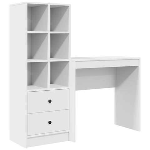 Scrivania con Storage Bianca Legno Ingegnerizzato - Foto 1
