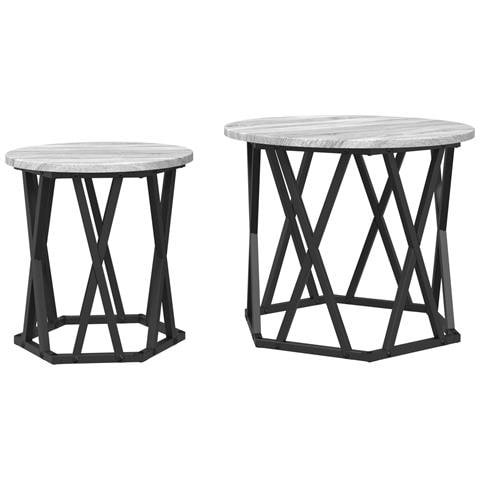 Set di 2 Tavolini Nesting Grigi Sonoma in Legno Ingegnerizzato - Foto 1