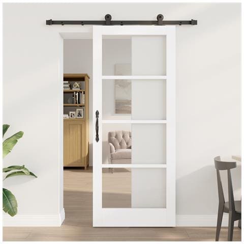 Porta scorrevole con set di accessori 'ORKDAL'Bianca 83x202 cm, Porta interna con vetro 'ORKDAL'Bianca 83x202x4 cm - Foto 2