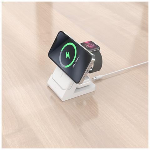 ASCH-15W4WC063-W Caricabatterie per dispositivi mobili Cuffie, Smartphone, Orologio intelligente Bianco USB Carica wireless Interno - Foto 2