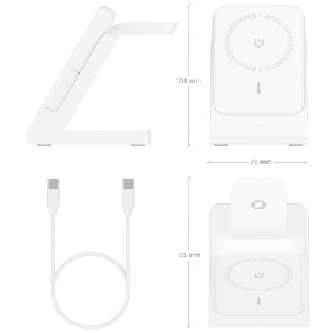ASCH-15W4WC063-W Caricabatterie per dispositivi mobili Cuffie, Smartphone, Orologio intelligente Bianco USB Carica wireless Interno - Foto 9