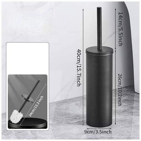 Spazzola Per Wc Autoportante In Acciaio Inox Nera Per Bagno - Foto 2