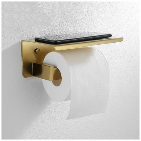 Porta Carta Igienica Da Parete Per Bagno Mensola Acciaio Inox Oro Lucido Appendiabiti - Foto 6