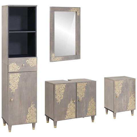 Set di mobili per il bagno 4 pcs Grigio 62 x 33 x 58 cm - Foto 1