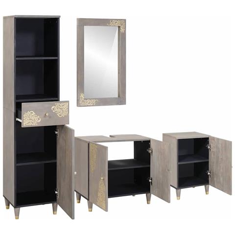 Set di mobili per il bagno 4 pcs Grigio 62 x 33 x 58 cm - Foto 2