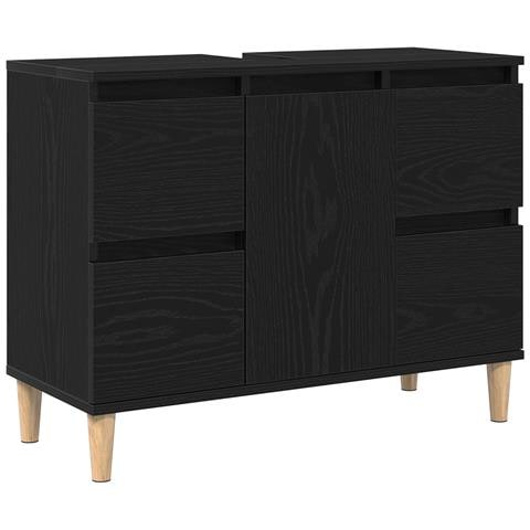 Mobiletto lavabo Rovere nero 80x33x60 cm Legno ingegnerizzato - Foto 1