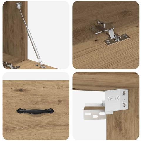 Armadietto a muro rovere artigianale 100 x 36.5 x 35 cm - Foto 9