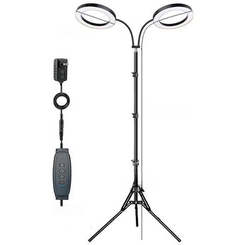 Lampada Per Piante A Doppia Testa Da 6 Pollici Con Treppiede (bianco + Luce Calda, Spina Eu) - Foto 2