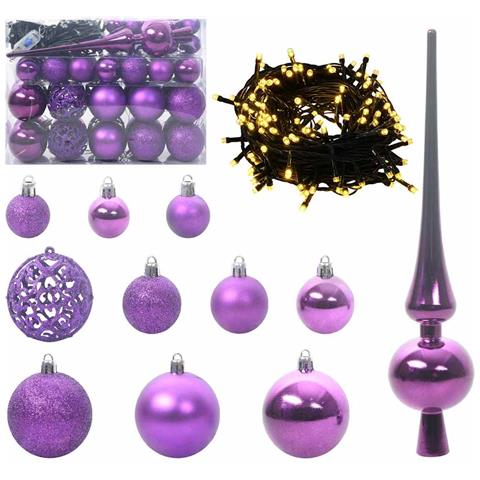 Set di Palle di Natale con 150 LED 61 pcs Lillà Plastica - Foto 1