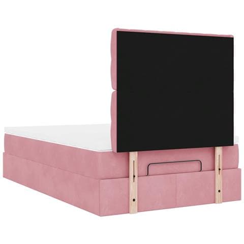 Struttura Letto Pouf con Materassi Rosa 120x190 cm Velluto - Foto 9