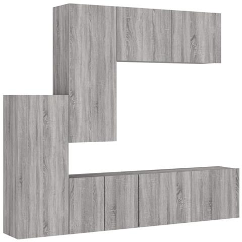 Mobili TV a Muro 5pz Grigio Sonoma in Legno Multistrato - Foto 1