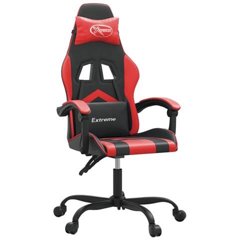 Sedia da Gaming Girevole Nera e Rossa in Similpelle - Foto 1