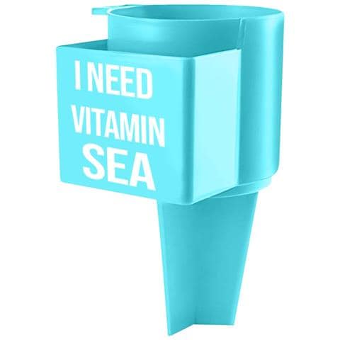 Portabicchieri Da Spiaggia Per Bevande E Telefono Con Scomparto Frontale, Blu - Foto 1