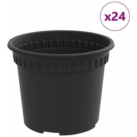 Vaso Rotondo per Fiori 24 pcs Nero Ø 12,5 x 10 cm Plastica - Foto 1