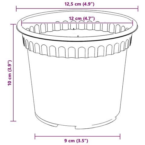 Vaso Rotondo per Fiori 24 pcs Nero Ø 12,5 x 10 cm Plastica - Foto 9