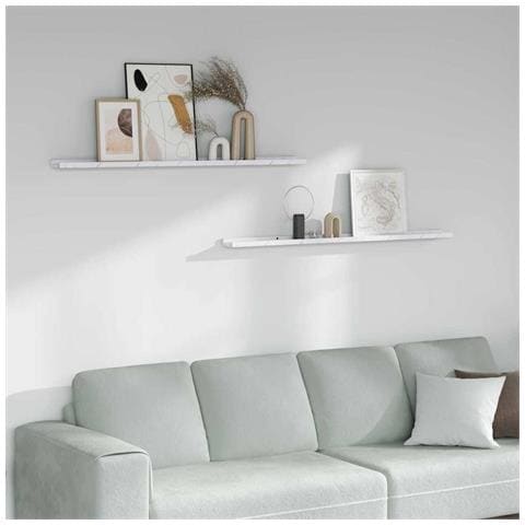 Scaffale da parete 2 pcs Marmo Bianco 115 x 9 x 3 cm - Foto 2