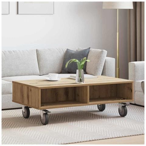 Tavolino con Ruote Rovere artigianale 90 x 50 x 30 cm - Foto 2