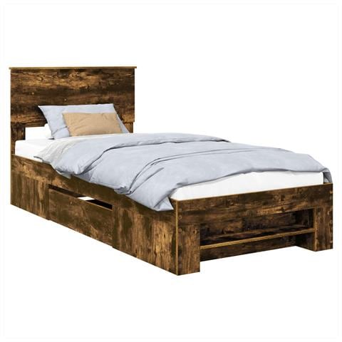 Struttura del letto Rovere fumé 90 x 200 cm Legno multistrato - Foto 1