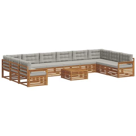 Set divani con cuscino 11 pcs Grigio Naturale e Chiaro - Foto 1