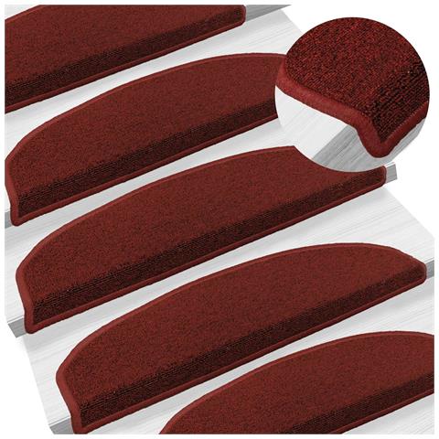 Tappetini per scale autoadesivi 15 pcs Rosso Bordeaux - Foto 2