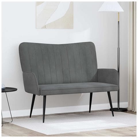 Sofa a Due Posti Grigio scuro 115 x 61 x 87 cm Velluto - Foto 2