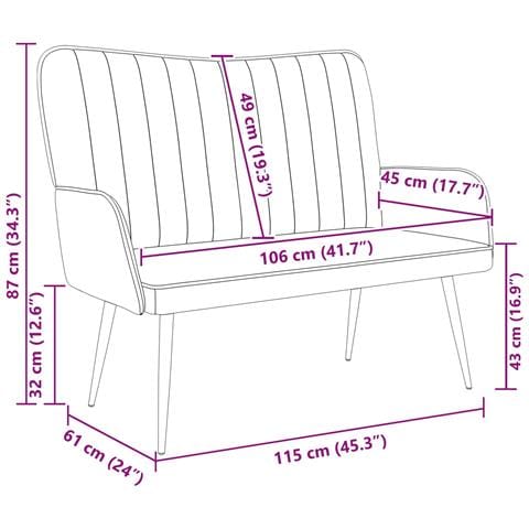Sofa a Due Posti Grigio scuro 115 x 61 x 87 cm Velluto - Foto 9