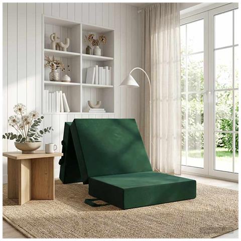 Divano Letto Pieghevole 90 x 63 x 45 cm Verde Scuro - Foto 2