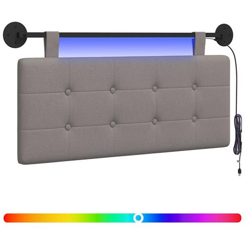 Testiera sospesa Con luce LED Tortora Tessuto - Foto 1