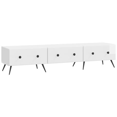 Mobile TV Bianco Lucido 147 x 34,5 x 30 cm Legno ingegnerizzato - Foto 1