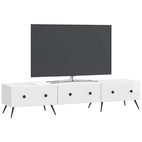 Mobile TV Bianco Lucido 147 x 34,5 x 30 cm Legno ingegnerizzato - Foto 2