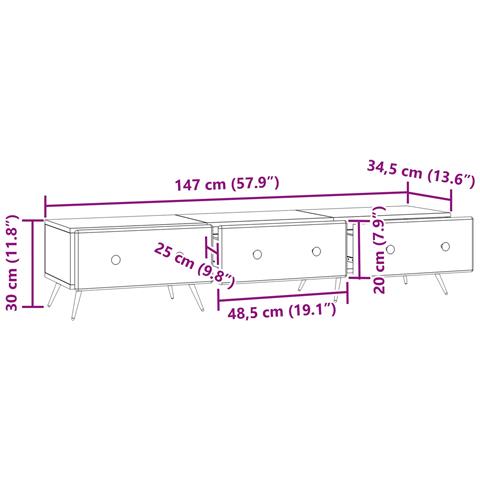 Mobile TV Bianco Lucido 147 x 34,5 x 30 cm Legno ingegnerizzato - Foto 9